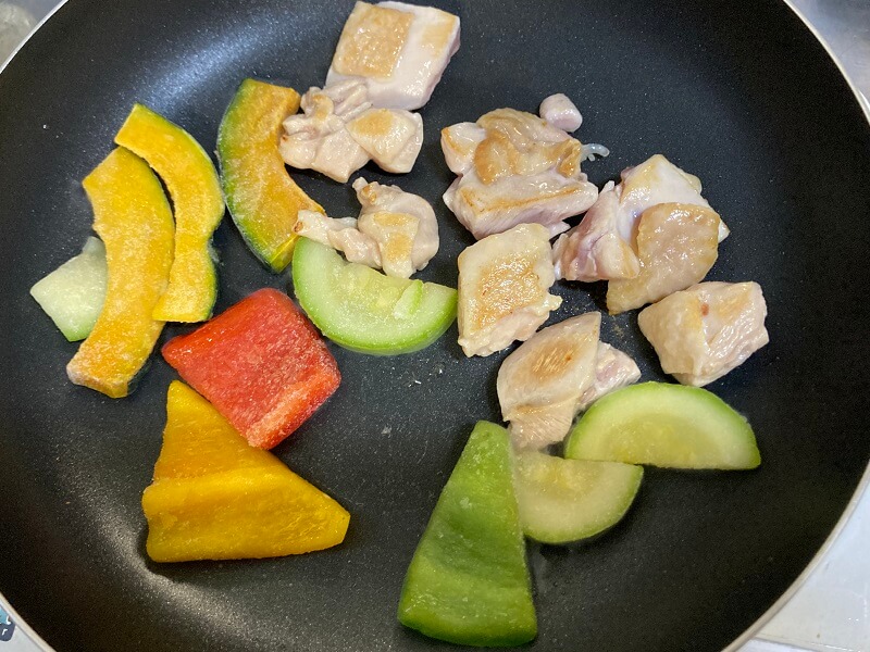 無印良品の焼き野菜とタンドリーチキン